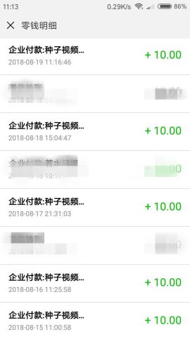 种子视频收益截图